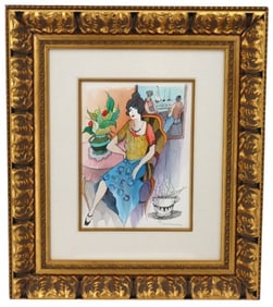 Itzchak Tarkay (1935-2012) Israeli, Signed Watercolor and Ink on Paper
