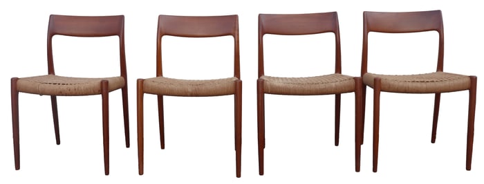 Niels Otto Moller (1920-1982) Danish, Set of 4 Rosewood and Cord Dining Chairs