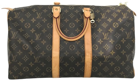 Louis Vuitton Brown Monogram Canvas Leather Keepall 45cm Duffle Bag