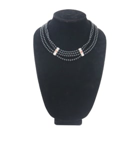 Cartier Coral, Onyx, Sterling Silver and 18k Gold Necklace
