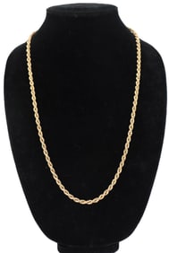 Marked 750 (18k) Gold Rope Chain Necklace - 24.7 g.