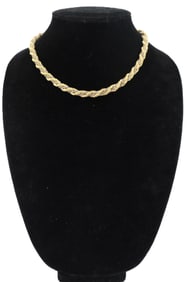 Marked 750 (18k) Gold and Sterling Silver Necklace - Gross 38.2 g.