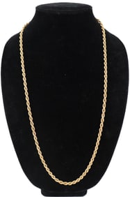 Marked 750 (18k) Gold Rope Necklace - Gross 25.8 g.