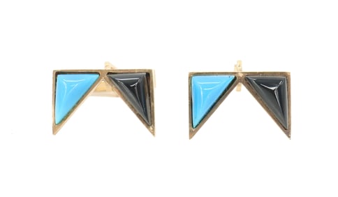 Pair of Marked 14k Gold & Glass Cufflinks - Gross 15 g.