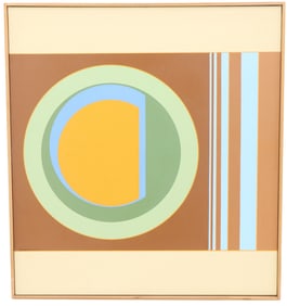 Darrel Crisp 1971 Signed Geometric Abstract Oil on Canvas