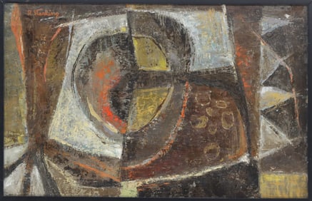 Robert Sterling 20th Century American, Circa 1940's Abstract Signed Oil on Canvas