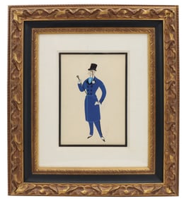 Erte (1892-1990) Russian/French, "Un Snob" Original 1995 Gouache Painting on Paper