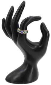 18k Gold, Tanzanite, Opal, and Diamond Ring - Gross 6 g.