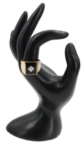 10k Gold, Onyx, and Diamond Ring - Gross 8.8 g.