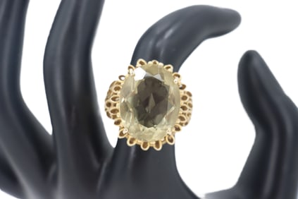 Turkish Marked 14k Gold and Topaz Ring - Gross 11.11 g.