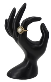 Marked 10k Gold and Cultured Pearl Ring - Gross 3.2 g.