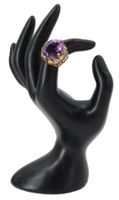 Tested 14k Gold and Amethyst Ring - Gross 9.3 g.