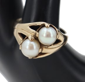 Marked 14k Gold and Pearl Ring - Gross 9.8 g.