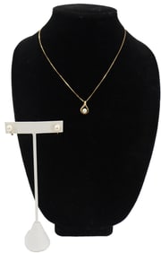 14k Gold and Cultured Pearl Necklace and Pair of Earrings - Gross 6.4 g.