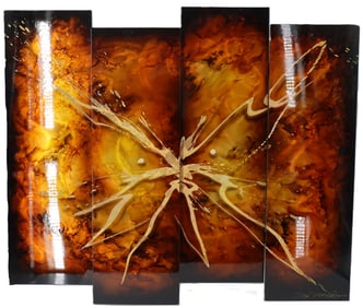 Chris DeRubeis (Born 1978) American, Original Mixed Media on Metal Wall Art