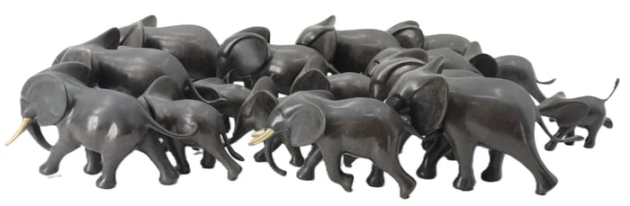 Loet Vanderveen (1921-2015) Dutch, Bronze Elephant Herd Sculpture