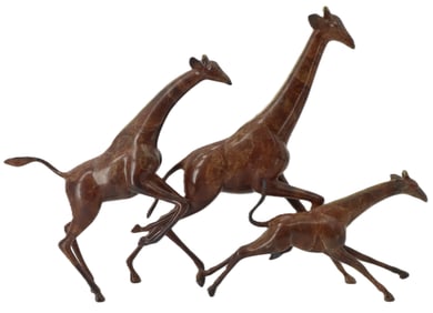 Loet Vanderveen (1921-2015) Dutch, Bronze Running Giraffes Sculpture