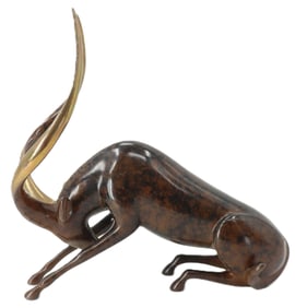Loet Vanderveen (1921-2015) Dutch, Bronze Stretching Gazelle Sculpture