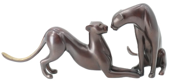 Loet Vanderveen (1921-2015) Dutch, Bronze Paired Panthers Sculpture