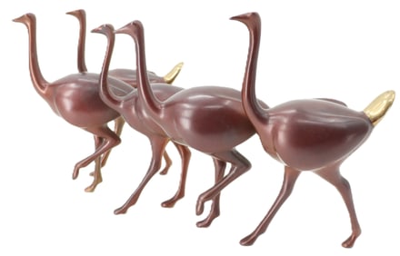 Loet Vanderveen (1921-2015) Dutch, Bronze Running Ostriches Sculpture