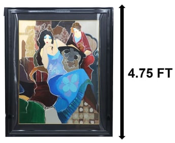 Itzchak Tarkay (1935-2012) Israeli, Large Signed Embellished Serigraph