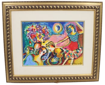 Zamy Steynovitz (1951-2000) Israeli, Acrylic Embellished Serigraph on Canvas