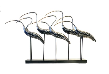 Joseph Famulari (20th Century), Metal Egrets Sculpture for Austin Productions