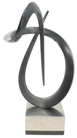 Rick Switzer (1944-2024) Canadian, "Signature in Steel" Abstract Bronze Sculpture on Base