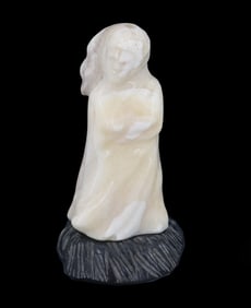 Casimer Mnichowski (New York) Hand Carved Figural Woman Stone Sculpture