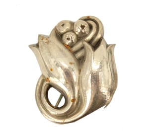 Georg Jensen Sterling Silver Rose Pin - 0.425 ozt