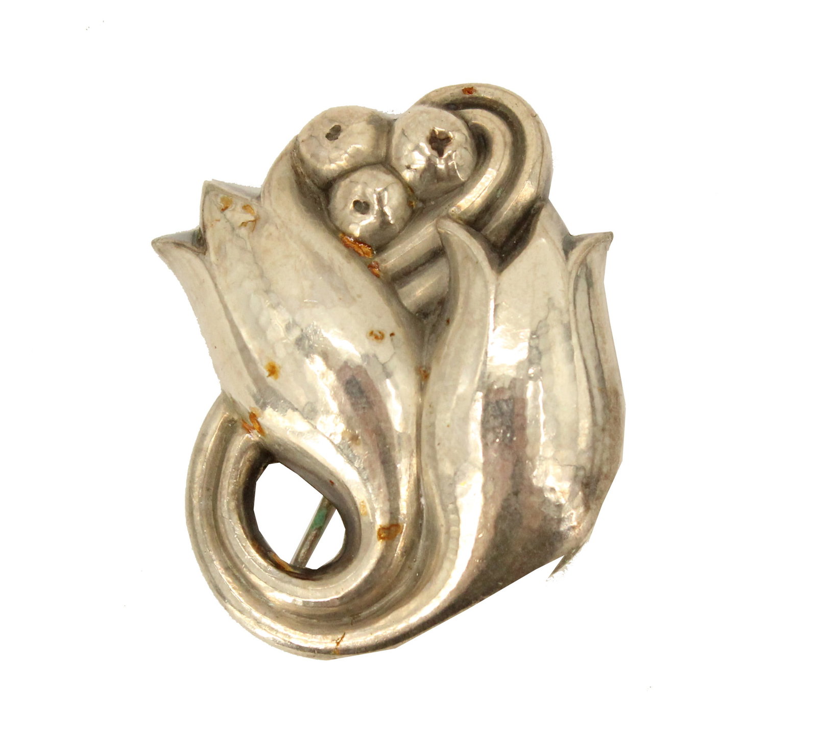 Georg Jensen Sterling Silver Rose Pin - 0.425 ozt (1 of 10)