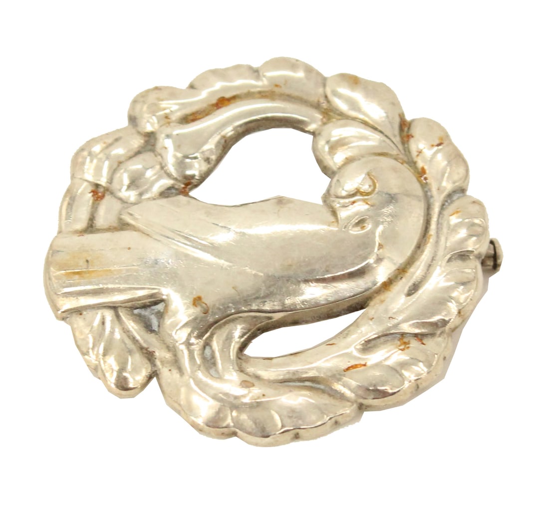 Georg Jensen Hand-Hammered Sterling Silver Bird Pin - 0.380 ozt (1 of 11)