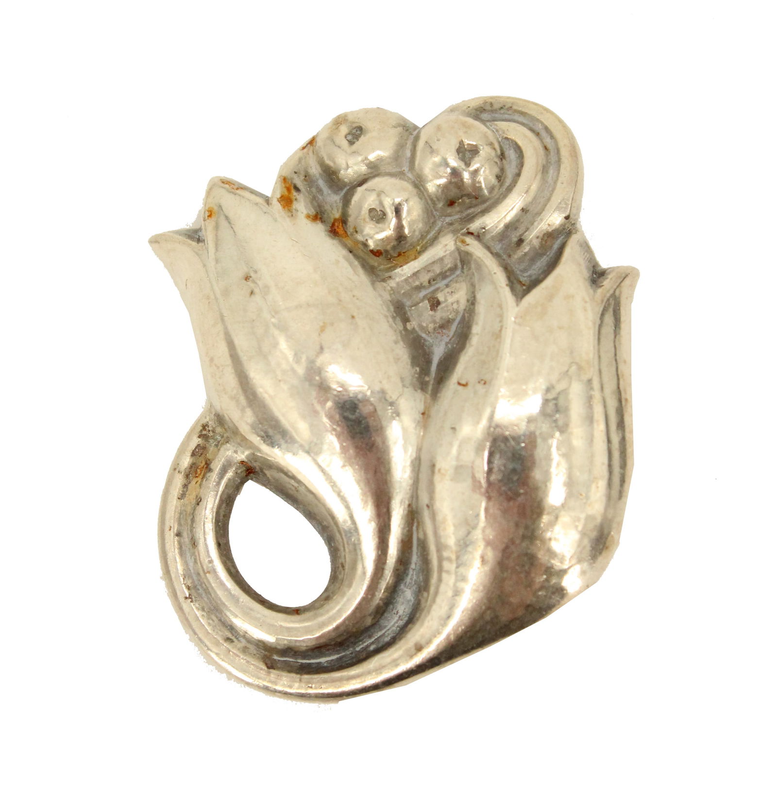 Georg Jensen Sterling Silver Rose Pin - 0.390 ozt (1 of 11)