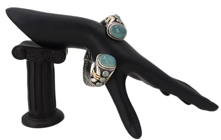 Marked 18k Gold & 925 Silver Bangle - Gross 2.305 ozt.