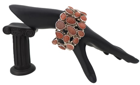 Marked 925 Silver and Hardstone Bangle - Gross 3.320 ozt.