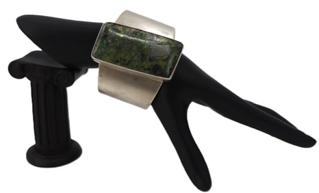 Marked 925 Silver and Hardstone Cuff - Gross 4.180 ozt.