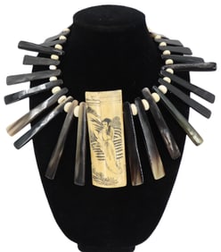 Bone and Hardstone Statement Necklace