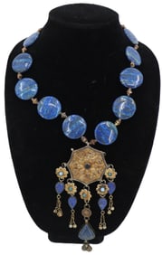 Lapis Necklace With Ornate Pendant