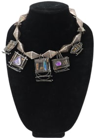 Marked Sterling, 22k Gold, Glass Necklace - Gross 5.980 ozt.