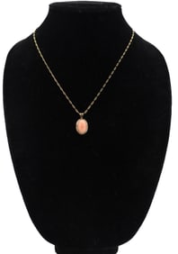 14k Gold and Coral Necklace - Gross 7.1 g.