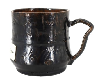 George Ohr (1857-1918) American, Rare Antique Joseph Jefferson Black Ceramic Mug