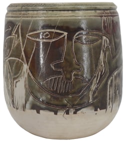 Charles Counts (1934-2000) American, Signed Biblical Themed Art Pottery Vase