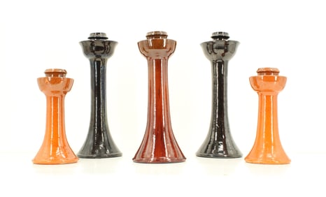 Ben Owen Sr. (1904-1983) American, (5) Ceramic Candlesticks