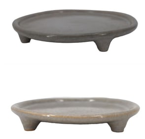 (2) Roseville Pottery 1953 Raymor Stoneware Ovenproof Three-Footed Trays