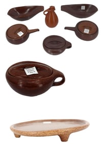 (8) Roseville Pottery 1953 Raymor Stoneware Serving Pieces