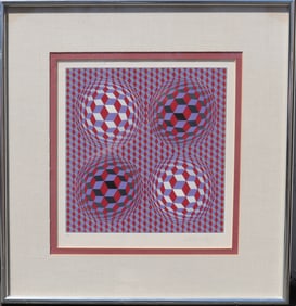 Victor Vasarely (1906–1997) Hungary, Geometric Abstract Numbered Lithograph