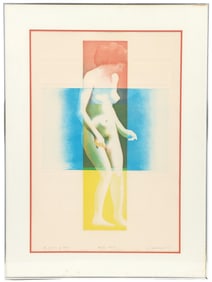 George Woodward (Born 1949) American 1977 Studio Print of a Nude "By Swerve of Shore"