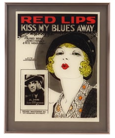 "Red Lips Kiss My Blues Away" Vintage Advertising Print.