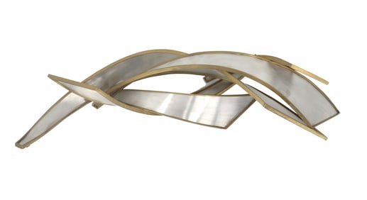 Joseph Wolfe (20th Century) Mid Century Modern Brass and Steel Abstract Wall Hanging