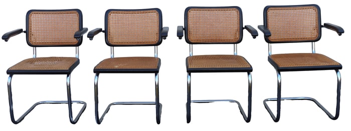 (4) Marcel Lajos Breuer (1902-1981) Hungarian/German, Cane Cesca Arm Chairs